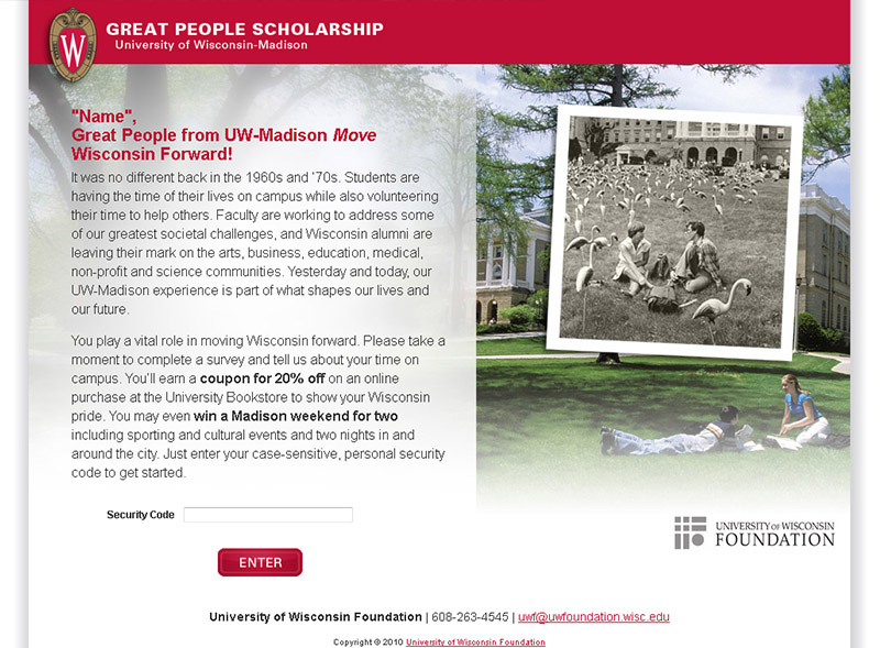 Great People Scholarship - Direct Mail and Personalized URLs Great People Scholarship - Direct Mail and Personalized URLs