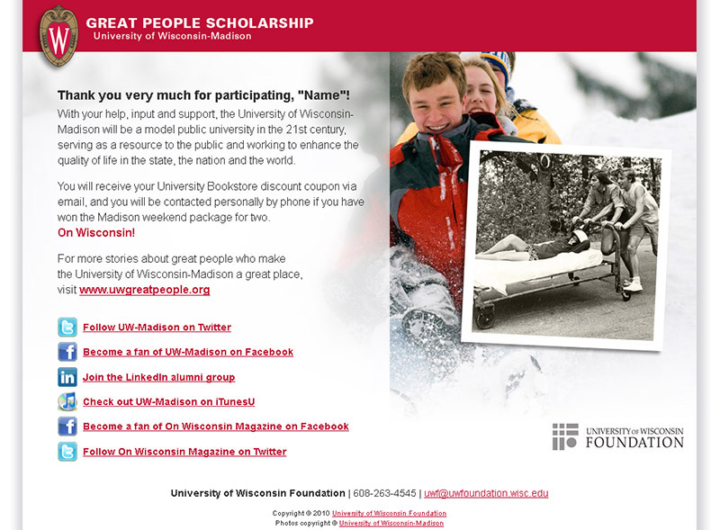 Great People Scholarship - Direct Mail and Personalized URLs Great People Scholarship - Direct Mail and Personalized URLs